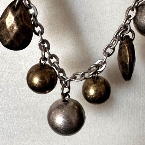 Ruby Rd Long Beaded Necklace Gold Silver Color Beads 35" Silver Tone Chain - Picture 4 of 7